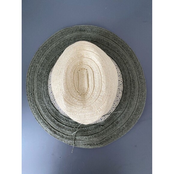 White Stuff Two-Tone Straw Sun Hat in Natural and Olive Sz OS Packable Boho Chic main image 6